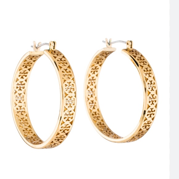Tory Burch Jewelry - Tory Burch Kinsley hoop earrings